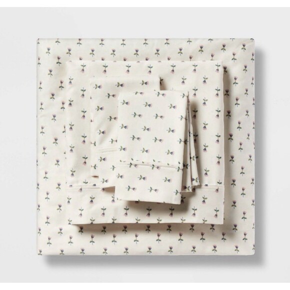 Twin/Twin XL Printed Performance 400 Thread Count Sheet Set Tulip Toss - NEW - Picture 3 of 7